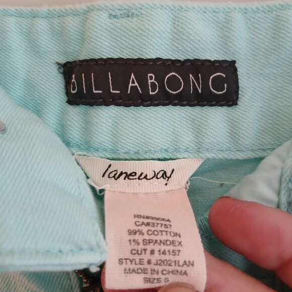 Billabong Laneway Jean Cutoff Shorts Juniors Size 5 Aqua Distressed Summer - Picture 3 of 7